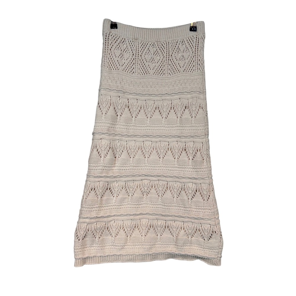 NWT Lucy Paris Womens Beige Pointelle Knit Midi Skirt Sz Small Boho Summer